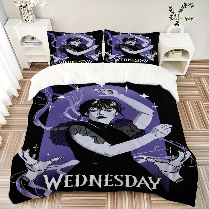 Set Biancheria da Letto Mercoledì Addams Copripiumino Regalo per Camera da Letto, Include 1 Copripiumino e 2 Federe, Senza ImbottituraB460