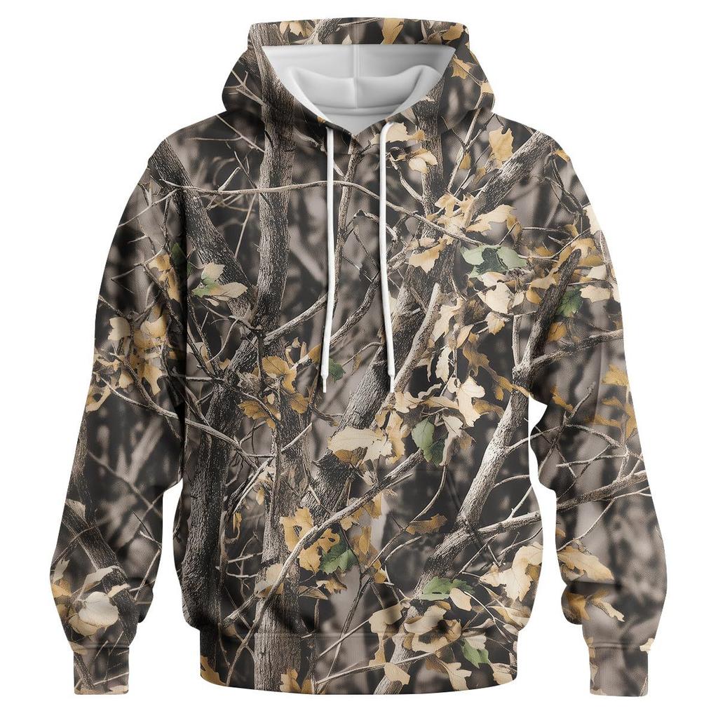 Maple Leaf Camouflage 3D Hoodie Unisex Outdoor Fishing Camping Hunting Clothing Men's Hooded Jacket Top
