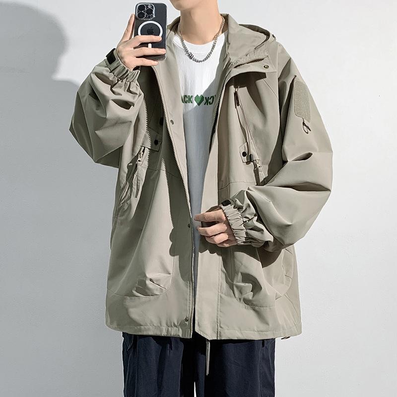 

Осенняя мужская куртка, куртка, мужской походный костюм, студенческая куртка с несколькими сумками, водонепроницаемая куртка для активного отдыха S хаки