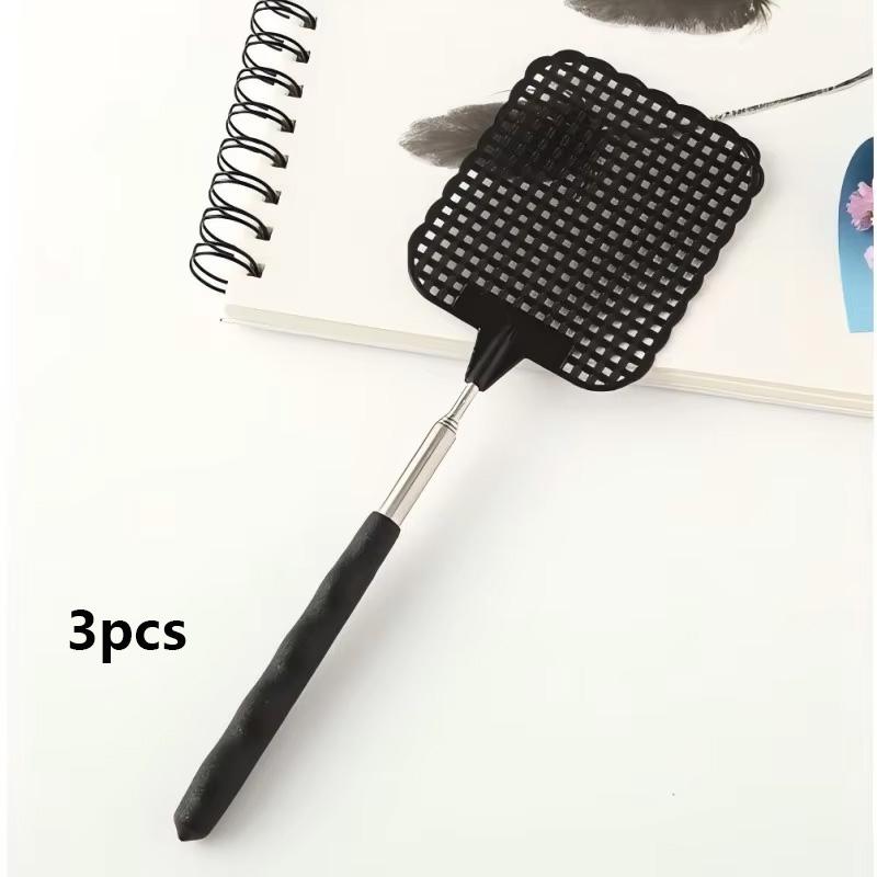 1 Pack Schwarze Kreative Fliegenklatsche Mückenklatsche Edelstahl Ausziehbares Design Fliegenabwehrmittel Zubehör