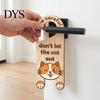Pet Shop Door Sign Cat Warning Handle Sign, Wooden Cartoon Hanging Reminder, Home Security Reminder Tag Safety Knob Hanger, for Bedroom And