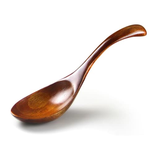 AOOSY 4-Piece 16cm Renge (Split Spoon) Wooden Spoon, Easy to Use, Lightweight, Natural Wood Lacquered Soup Spoon, Curved Handle, Ideal for Garlic, Mis