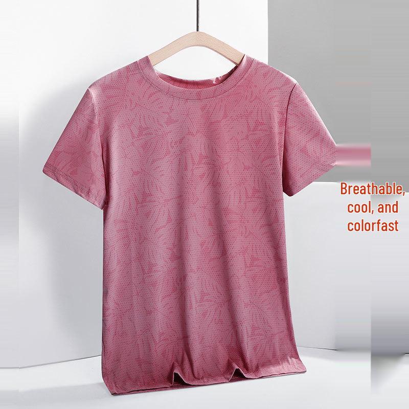 

Women s Plus Size Icy Round Neck T-shirt - Summer 2024 Casual Short Sleeve Top for Mom 2XL