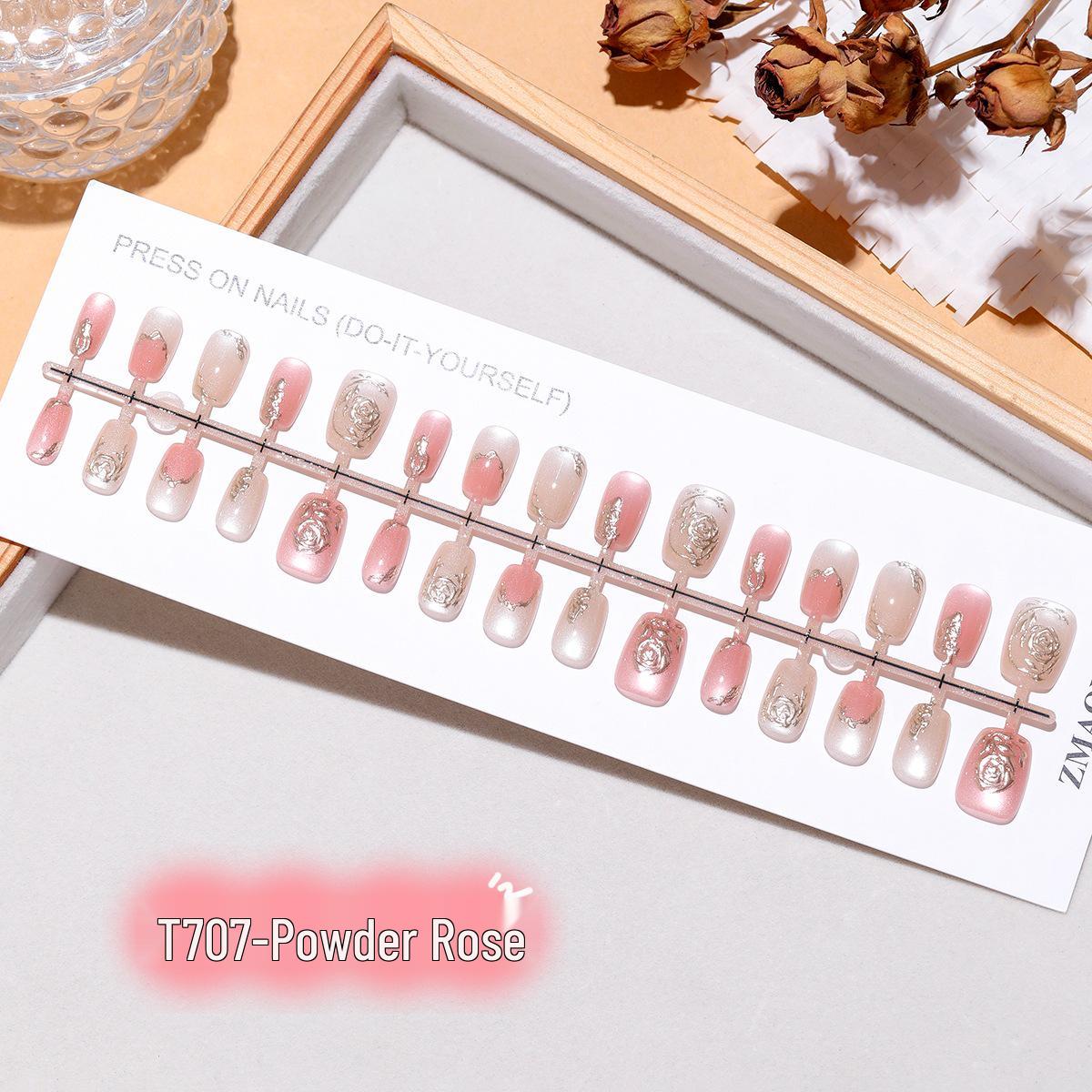 

T707 Powder Rose 3D Glass Beads Baby Pink Cat Eye Nail Patches Whole S/S/S