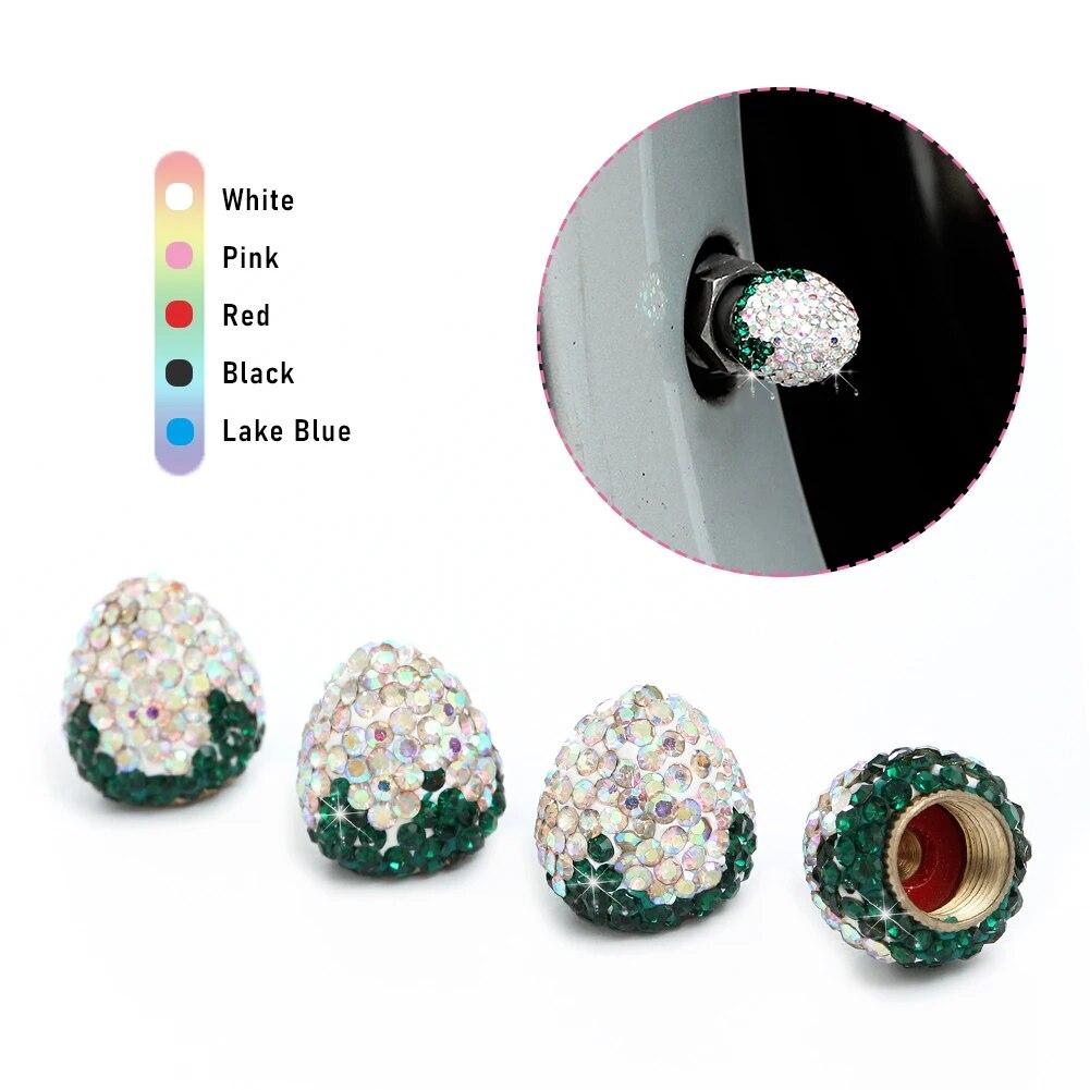 4 szt. Kryształowe nakładki na zawory opony samochodowej diamentowe błyszczące pyłoszczelne pokrywa zaworów koła pojazd Bling ozdoby samochodowe Charms Decor akcesoria samochodowe