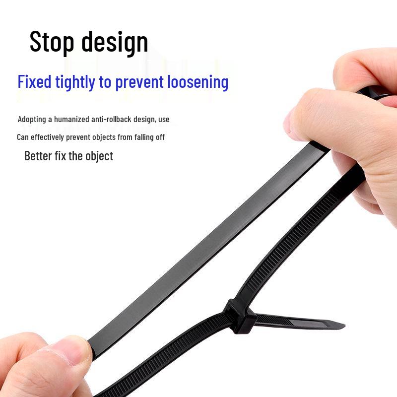Self-Locking Nylon Cable Tie - Black & White Organizer Strap