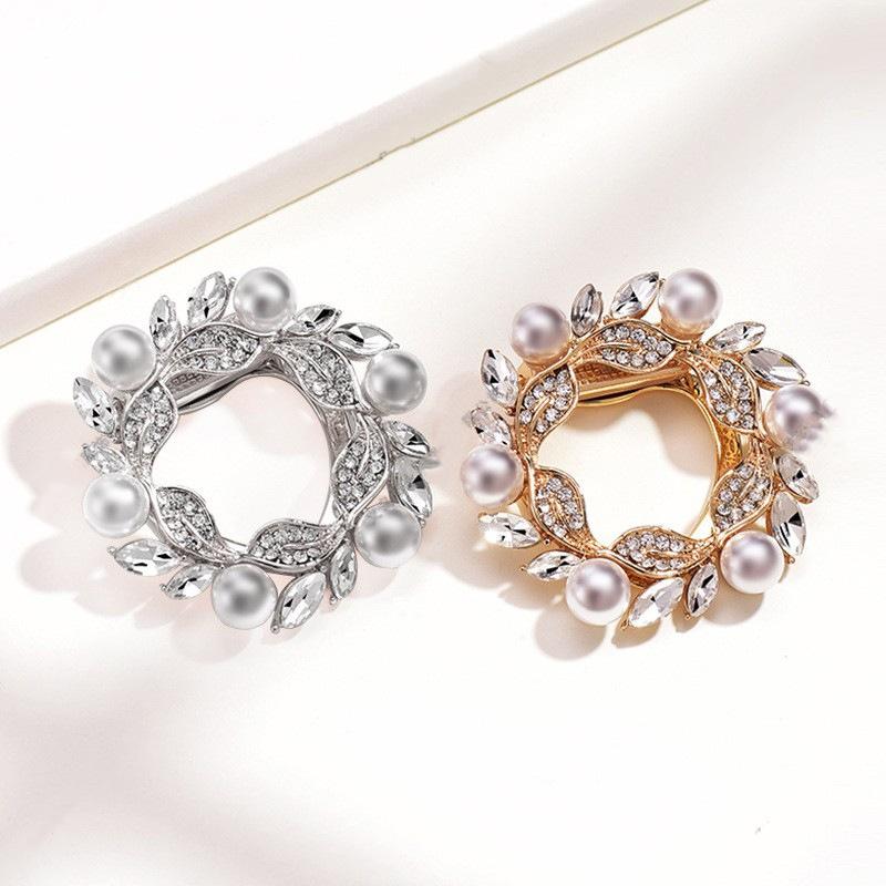 Creative Pearl Brooch Pin Dual-Purpose Silk Scarf Buckle Korean Style Simple T-Shirt Corner Knotted Buckle Corsage Pin Accessory