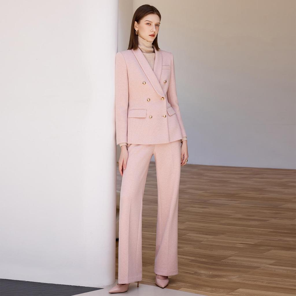 Damen Woll Haferflocken Anzugset: High-End Herbst/Winter 2025 Arbeitskleidung