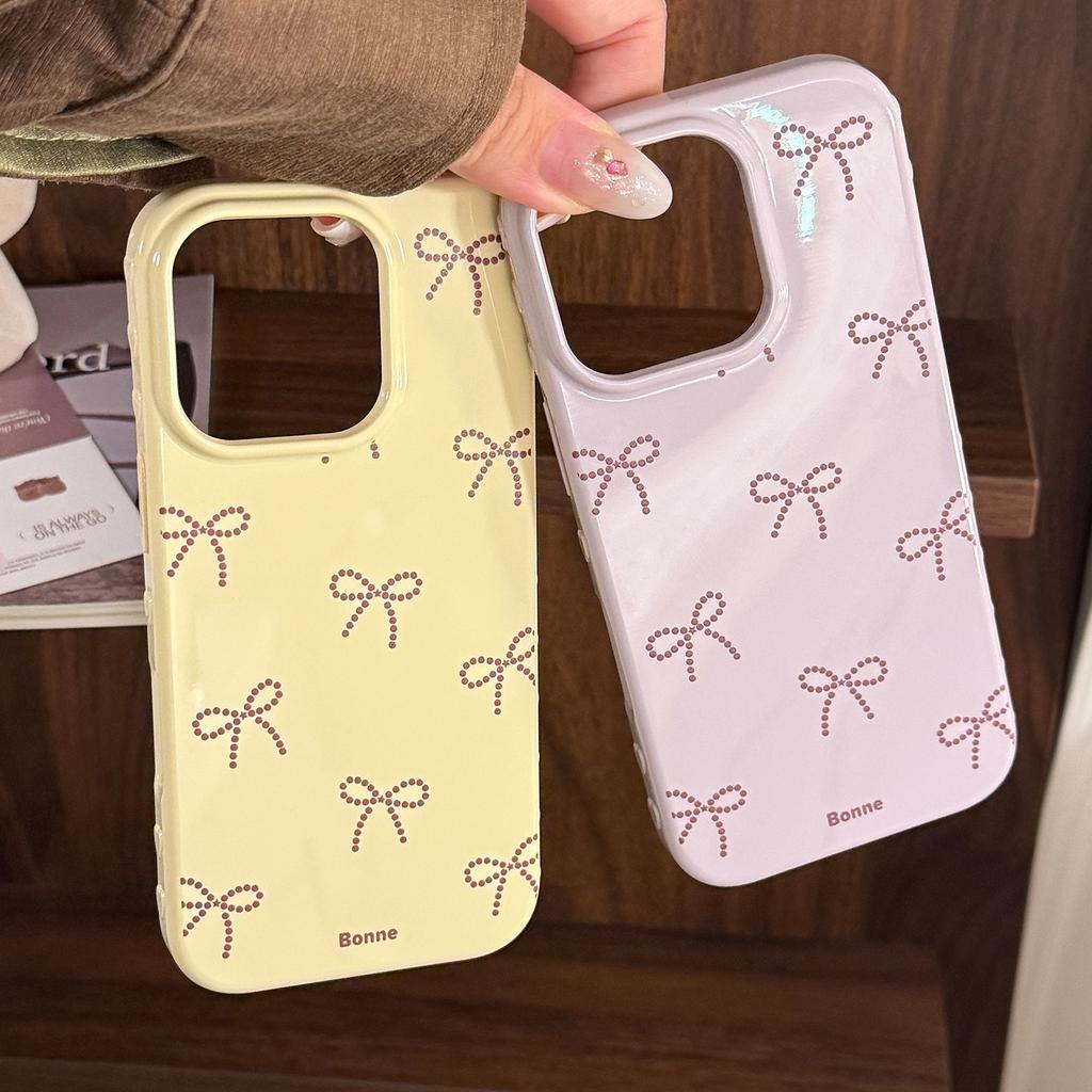 Ins Wind Full Screen Bow Apple 17pro Max Mobile Phone Case Iphone15 Suitable for 14 Soft Cover 16 Korean 12