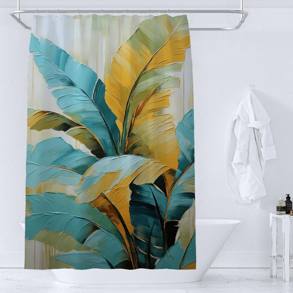 Watercolour Plant Palm Leaf Shower Curtain Print Nordic Minimalist Polyster Bathroom Curtains Home Decor Curtain With Hooks