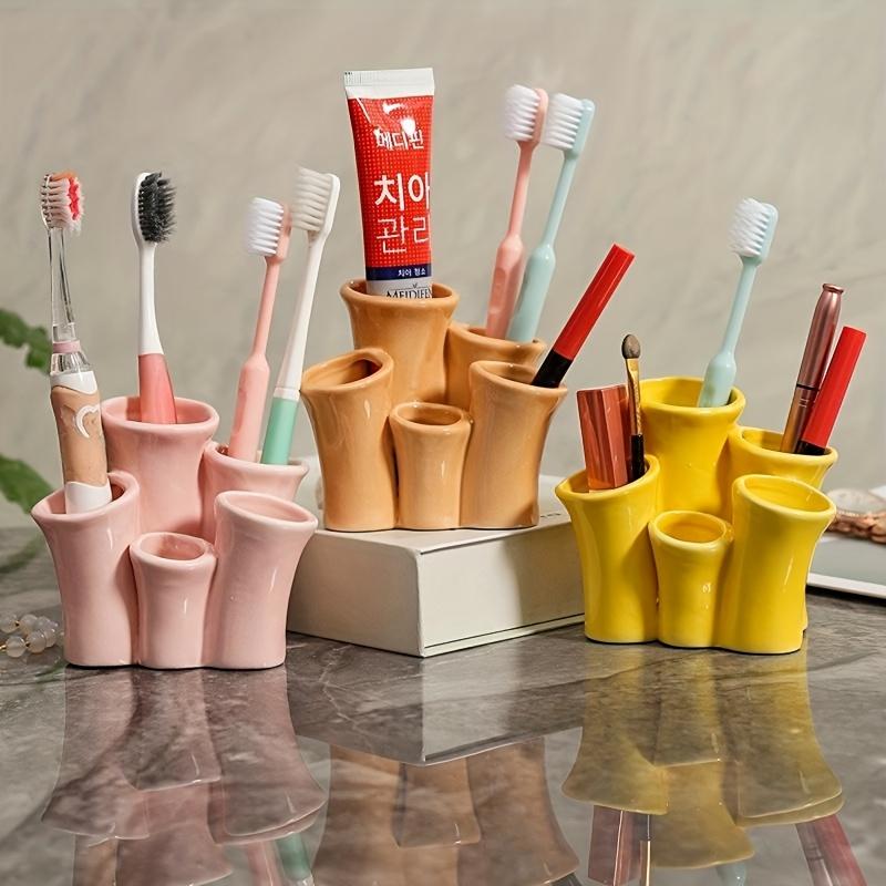 Kreatívny keramický držiak na zubné kefky v tvare morskej koraliny, Organizér na štetce na make-up, Viacpriehradkový úložný box na pult, Dekoratívny držiak na perá