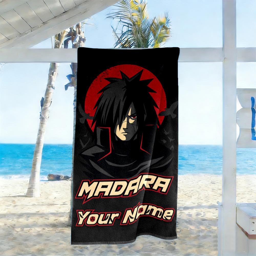 Naruto Character Customized Name Beach Towel Super Soft Microfiber Quickdry Fabric Suitable for Swimming Gym Camping Yoga Vacation