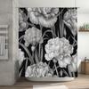 Floral Bathroom Shower Curtain Modern Black White Design with Peonies Flowers for Home Decor Size69x72 Inches (180x183cm)