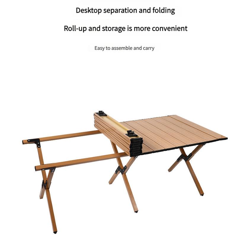 Rolling Fold Table Aluminum Camping Table Portable Picnic Table with Carry Bag Lightweight Outdoor Desk for Beach Hiking Travel