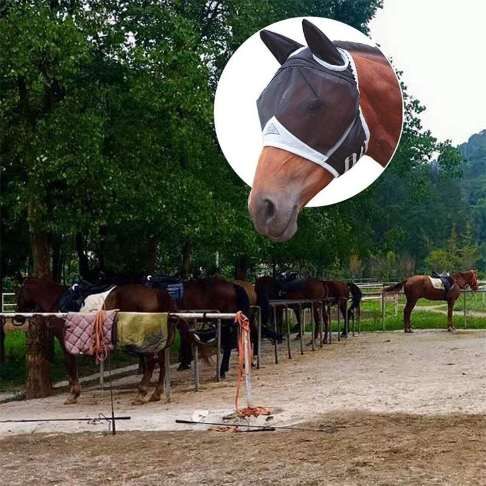 Professional Horse Fly Mask Adjustable Anti-Flyworms Mask High Quality Horse Mask  Stable Use