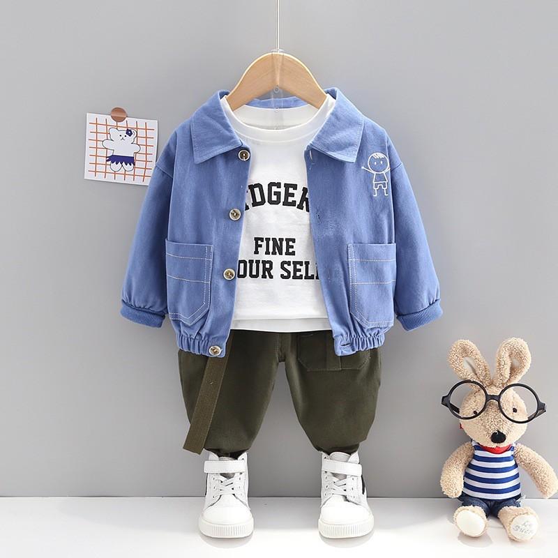 Toddler Boys 3-Piece Set Casual Outfit Cartoon Jacket Pants Top