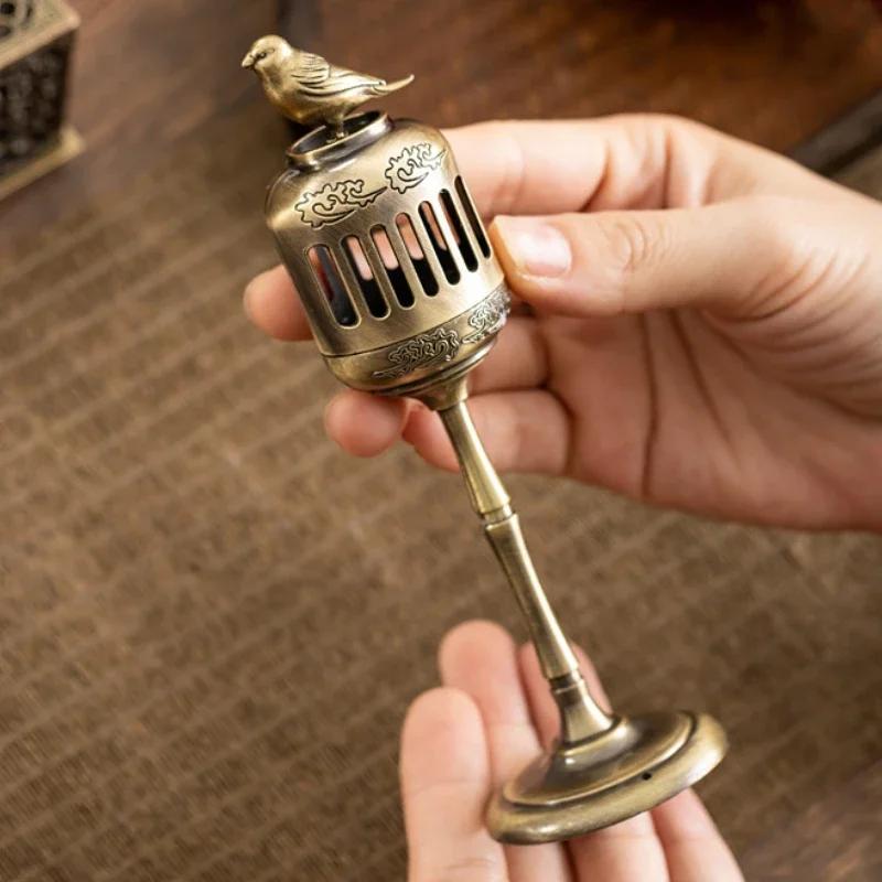 Matel Magpie Hollow Lamp Sandalwood Fragrance Censer Smoking Backflow Incense Holder Tea House Ornaments Study Room Home Decor