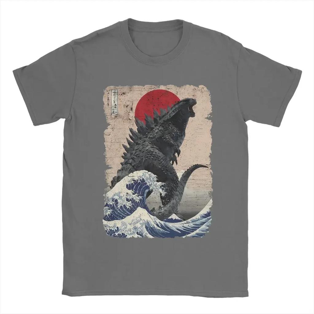 Short Sleeve Tees Unique Japanese Godzillaed Great Wave T-Shirt S-5XL Clothes Graphic Summer Men Crew Neck Pure Cotton T Shirts
