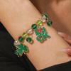 Shamrock Bracelet St. Patricks Day Irish Beaded Jewelry with Glass Beads Charms Lucky Charm Bracelet for Festive Celebrations Elastic Clover Bracelet