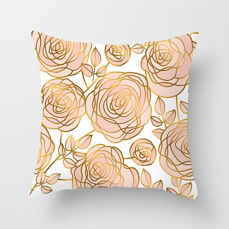 New Pink Geometric Ultra-short Velvet Pillow Case Home Sofa Cushion Pillow