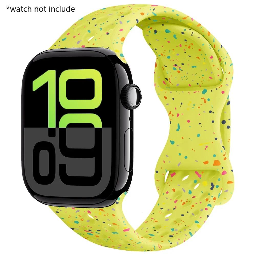 Color Particles Strap for Apple Watch Ultra 2 Band 49mm 45mm 44mm Silicone Bracelet for IWatch Series 9 8 7 6 5 41mm 42mm SE 4 3