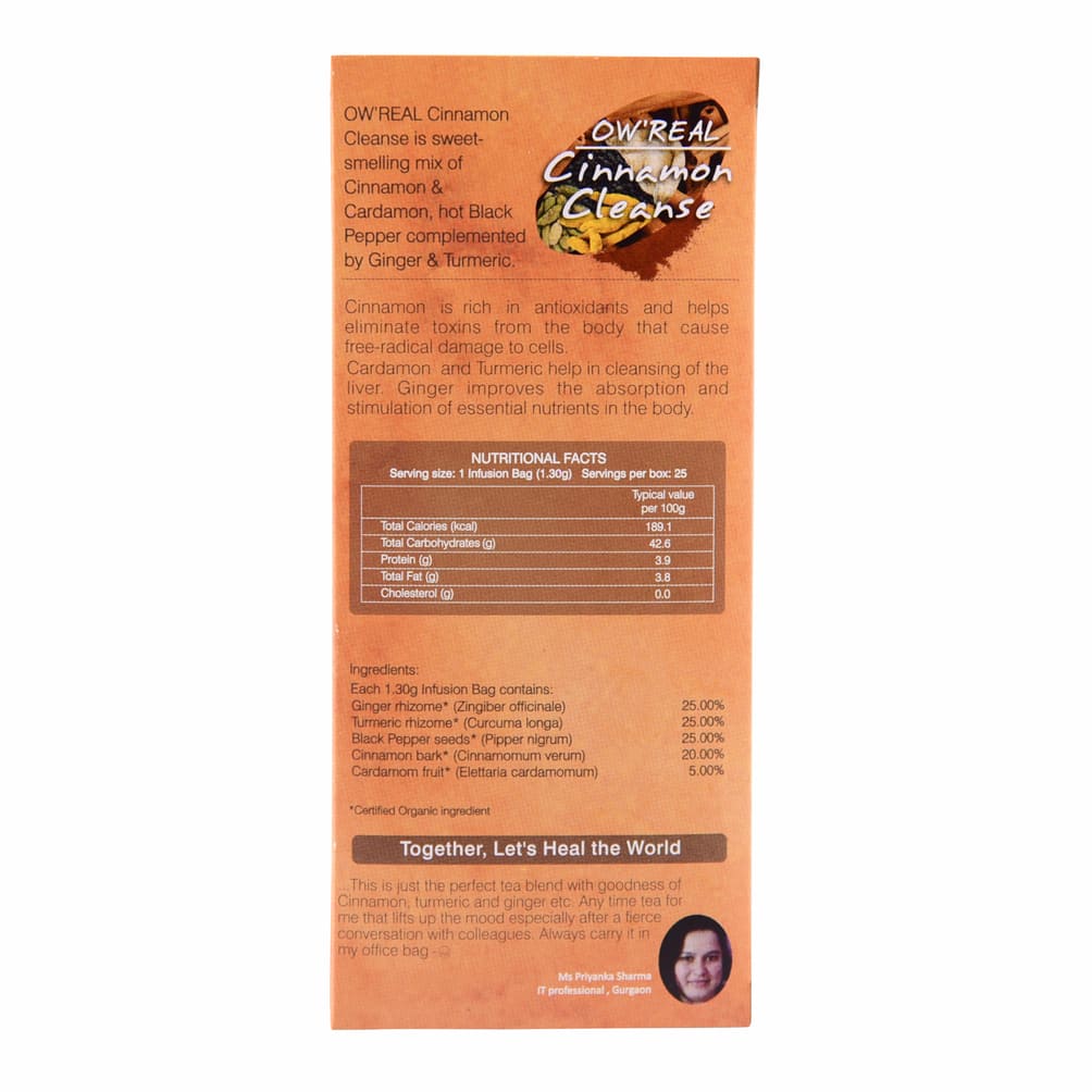 Tea with Cinnamon (25 Pak, 1.30 G), Cinnamon Cleanse Tea Organic Wellness