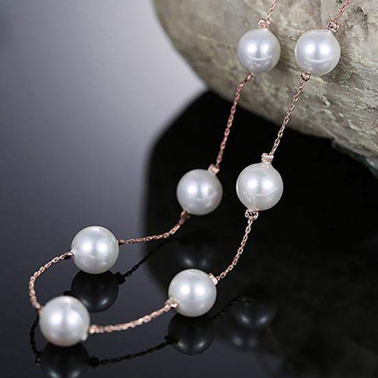 Necklace Single Layer Adjustable Alloy Women Faux Pearl Clavicle Chain for Wedding