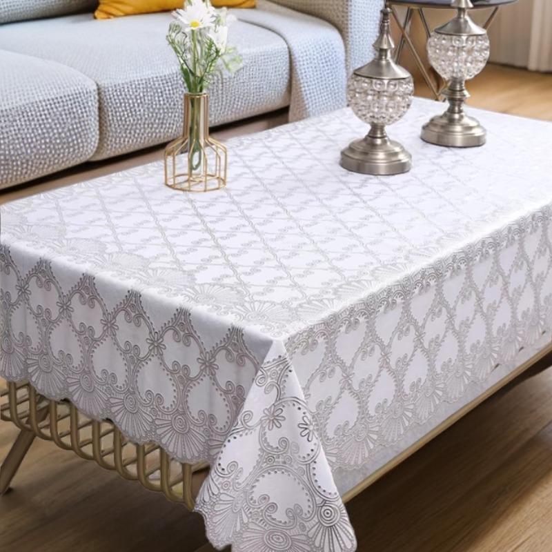 Waterproof, Oil-Proof And Anti-Scalding Coffee Table Tablecloth Leave-In Rectangular Dining Table Cloth Household Living Room Light Luxury Tablecloth