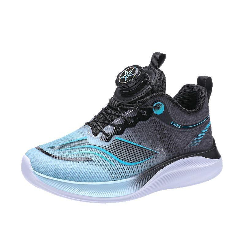 Boys' shoes spring and summer 2025 new mesh breathable non-slip children's sports shoes medium and older children's rotating button classmates