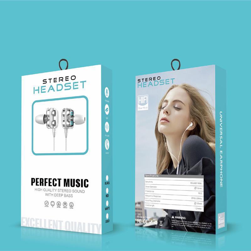 Dual Dynamic Coil In-Ear Headphones with Wired Control, Dual Speakers, and Smartphone Compatibility