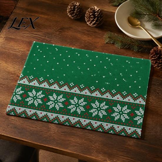 Table Mats for Hot Dishes 12.6" X 17.7" Christmas Placemats, Washable Place Kitchen Festive Decor Gifts Dining Table, Heat Resistant Holiday