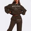 Womens Casual Hoodie Set Long Sleeve Sportswear Street Style Printed Loungewear