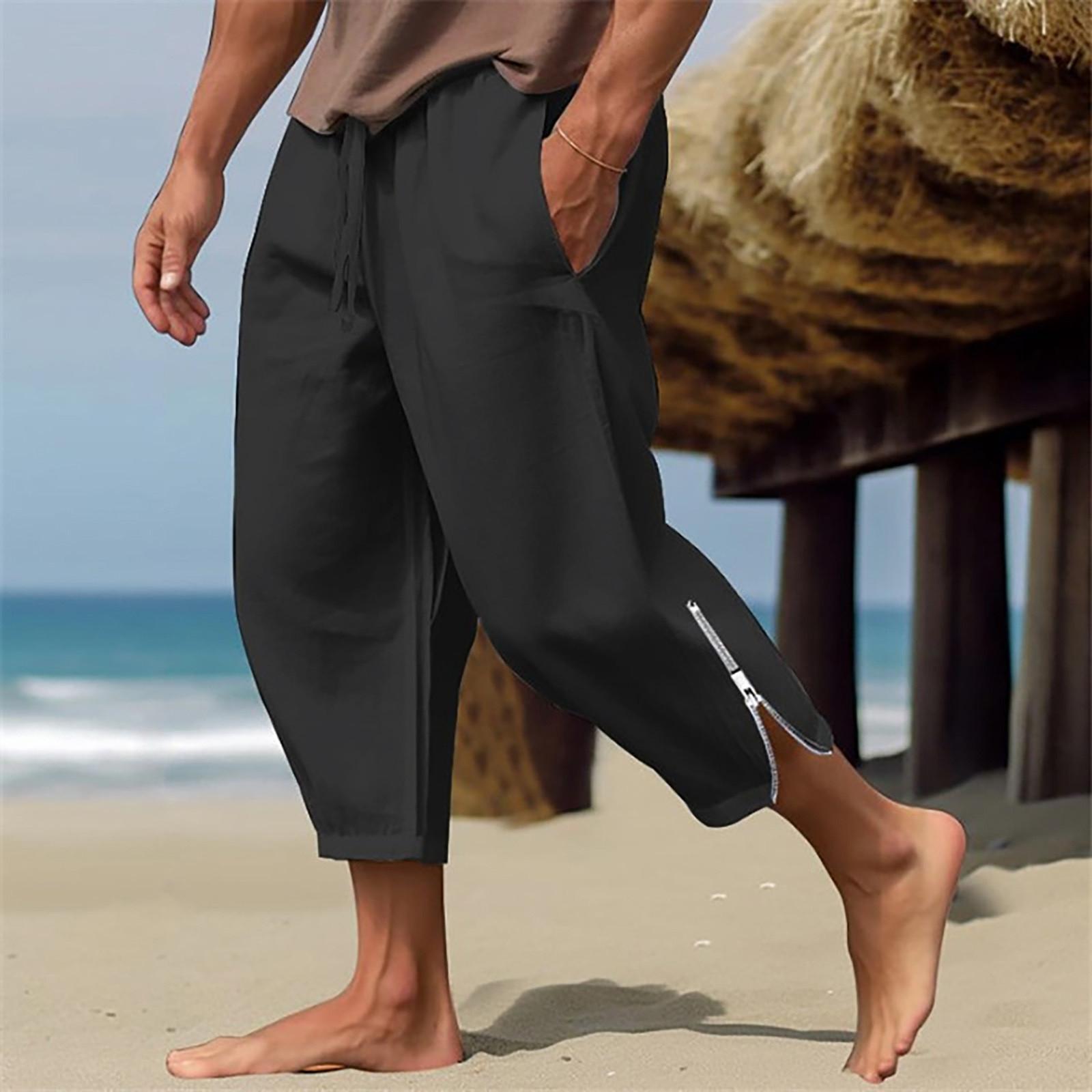 

Пляжные брюки с разрезными манжетами для удобных и дышащих повседневных брюк XXL чёрный