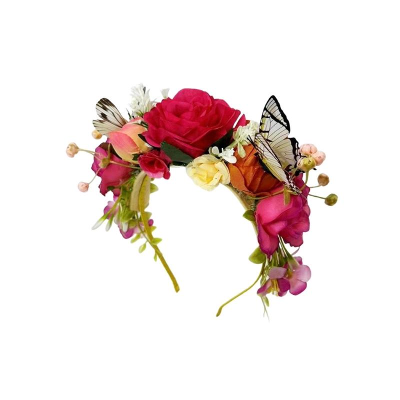 

Romance Fabric Flower Butterfly Hairband 4 Color Option Headdress Ideal For Bridal Photoshoots And Daily Styling