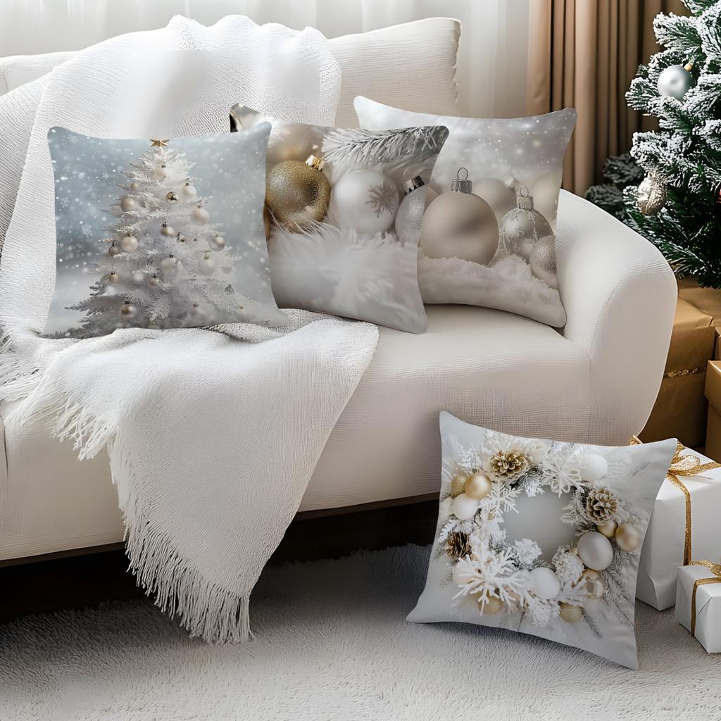 Vintage White Christmas Ball Pillowcase Bedroom Cushion Cover 100% Polyester Living Room Cushion Pillowcase Home Decor
