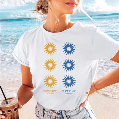 Casual Style Women's Clothing 90s O-Neck T-Shirt Fashionable and Versatile Short Sleeved Printed Pattern Street Trend T-Shirt
