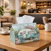 1pc Vintage Travel Romantic Tissue Box, Caravan Floral Illustration Perfect for Outdoor Gatherings, Daily Desktop Use, And Suitable for Bedrooms, Livi