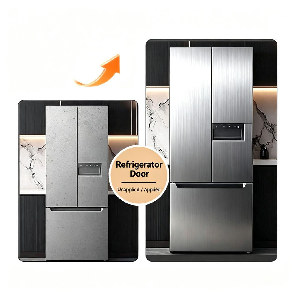 Selbstklebende gebürstete Edelstahl Kontaktpapier Metallische Folie Kühlschrank Aufzugstür Makeover Wasserdichter Aufkleber 0,16mm