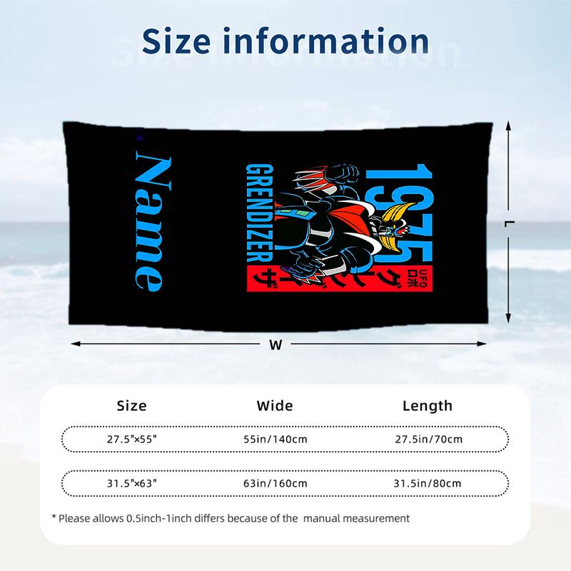 Mazinger Custom Name Printed Beach Towel Personalized Soft Towel For Swimming Beach Travel
