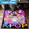 Custom Name Music Stars KPop Demon Rug for Living Room, Game Rooms, Office, Bedroom, Floor Mat Playful Design, fan gifts Christmas decor