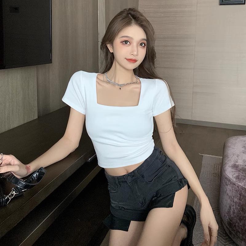 Women's Summer Slim Fit Square Neck Crop Top