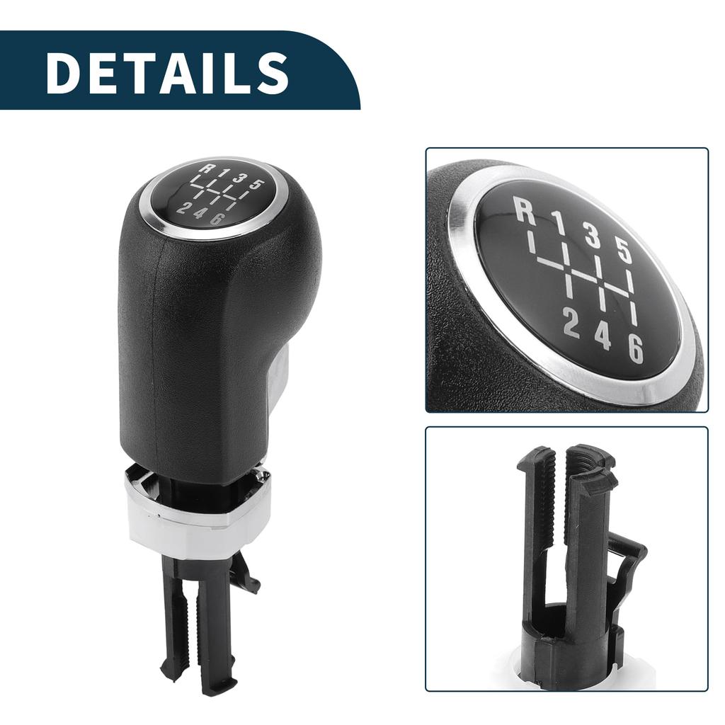TUCKBOLD Manual Gear Shift Knob for Opel Corsa D Black Silver Tone Plastic 6-Speed 2006-2014 (1pc)