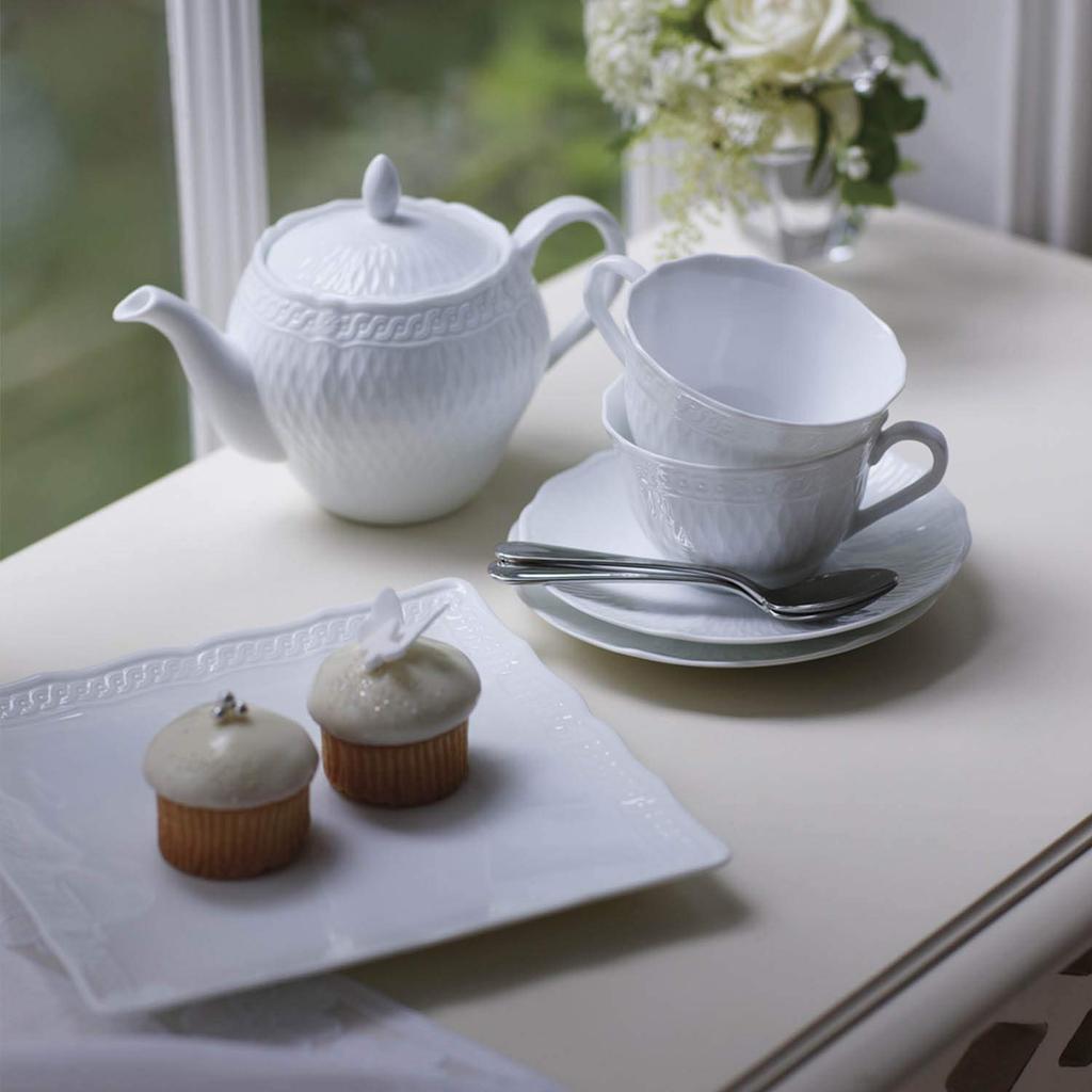 Noritake Cup Saucer Set 215cc Cher Blanc Microwave Safe Dishwasher Safe 5 Pieces Fine Porcelain & (Coffee Tea) (Premium White) F94887/1655