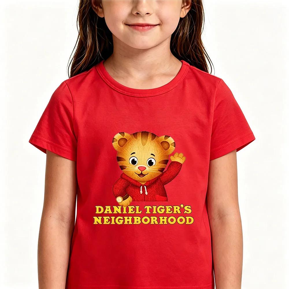 Daniel Tiger’s Neighborhood Children's T-shirts Cotton Cartoon Print Short Sleeve Funny Boys Cute Girls Tees Casual Tops Summer
