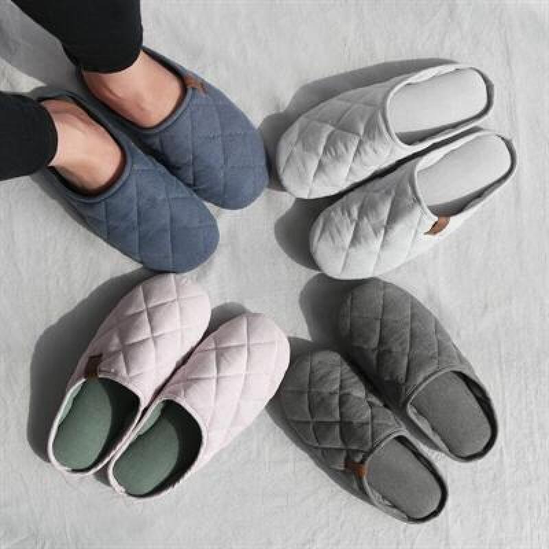 

Vintage Cotton Quilted Women s Living Room Slippers Dark Gray (Women s)
