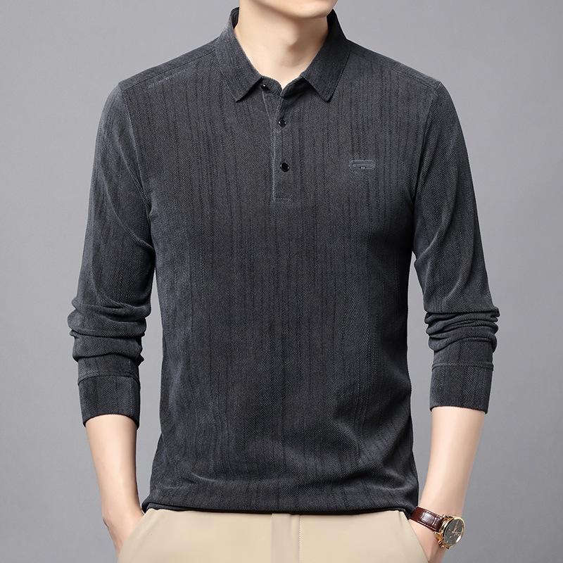 Autumn Long Sleeve Polo Shirt Men's Lapel Collar Casual Fashion Versatile T-Shirt Middle-Aged & Young Top