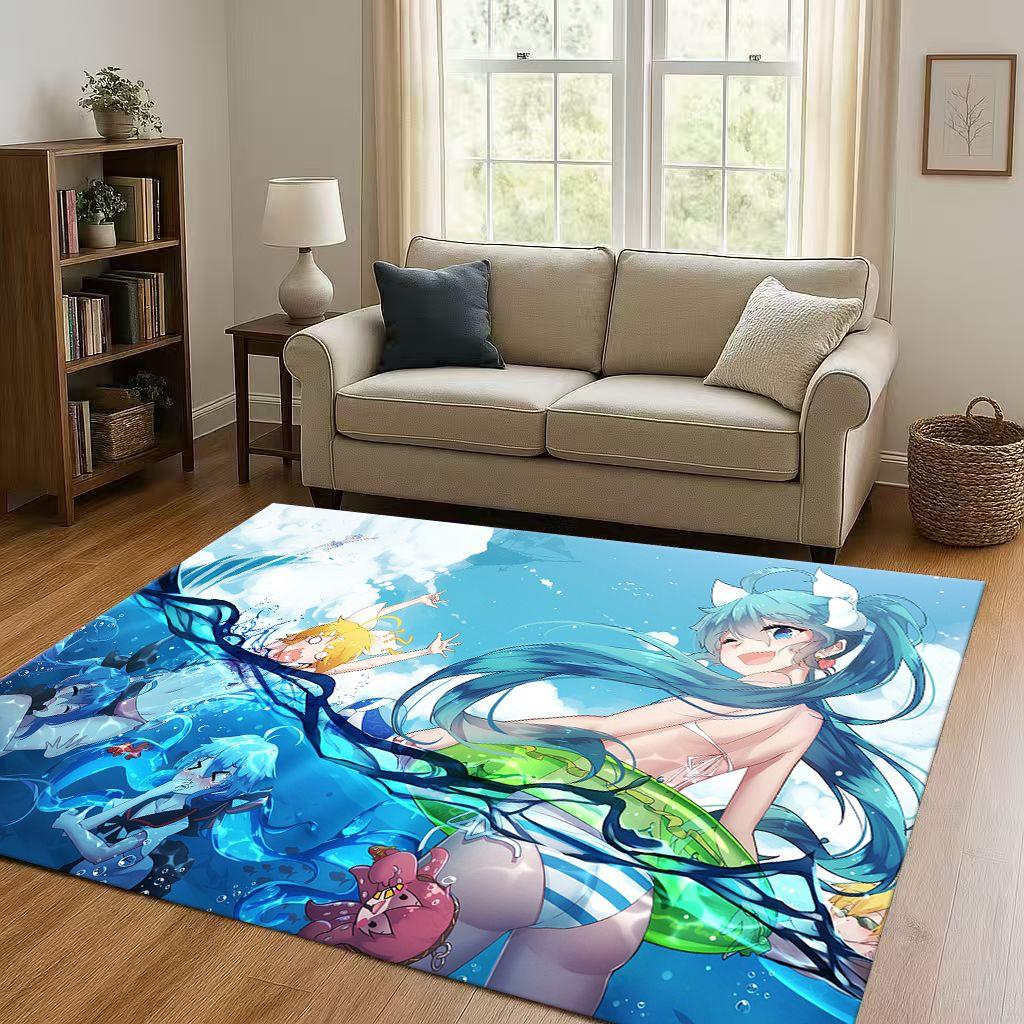 Anime Gawr Gura Hololive Cartoon Cute Girl Living Room Non Slip Area Rug Carpet for Bedroom Playroom Sofa,Home Decor Doormat