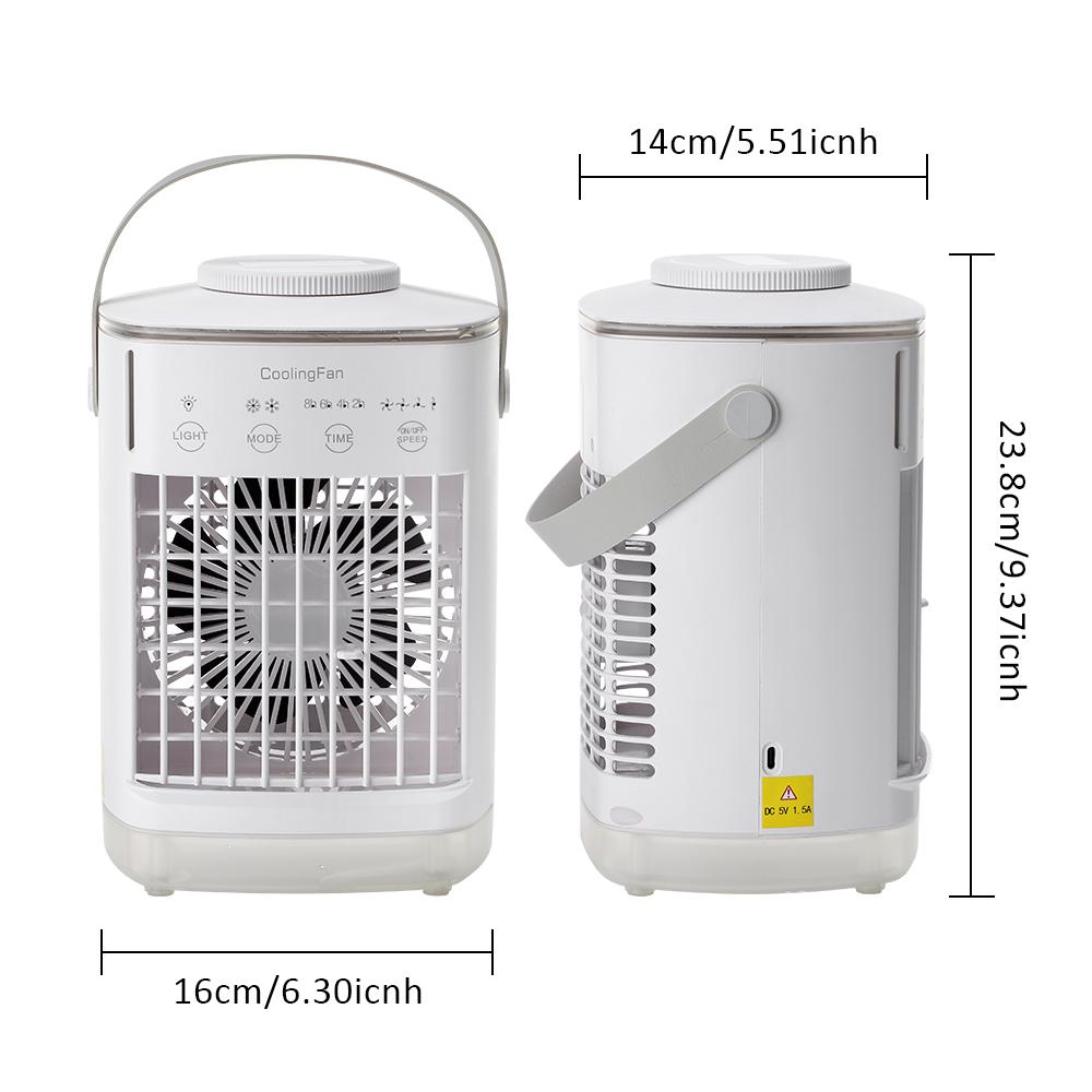 Ar Condicionado para Espaços Pequenos para Casa Portátil Recarregável Ventilador de Mesa Cooler de Ar de Verão com Spray Ar Limpo Úmido para Sala de Escritório
