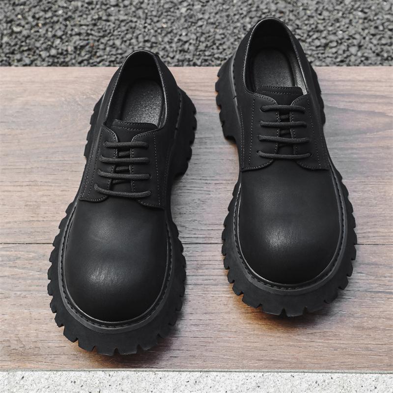 

Туфли Paris Mickey Derby универсальные повседневные кожаные туфли на платформе с увеличенным голенищем черного цвета, мужские туфли высокого класса с большой головой 3160-J 38 чёрный