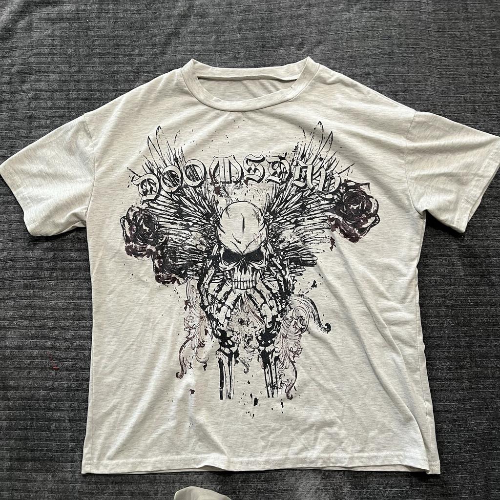 Vintage Y2k Affliction Guitar Wings Grunge Graphic Short Sleeve Print TShirt Unisex Unisex Cotton Harajuku Vintage Streetwear Tops